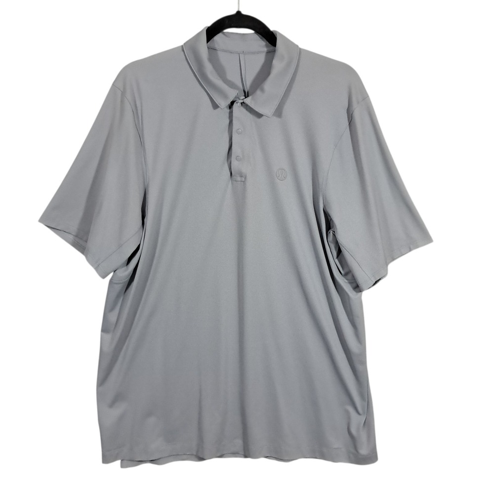 Lululemon Snap Front‎ Performance Polo Shirt XL Gray Classic Golf  Lightweight